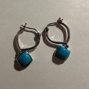 Sterling silver and natural turquoise drop earrings